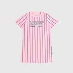 Vestido Camiseta Malwee Listrado Feminino - Rosa