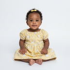 Vestido Manga Curta Malwee Ombro a Ombro Estampado Feminino - Amarelo