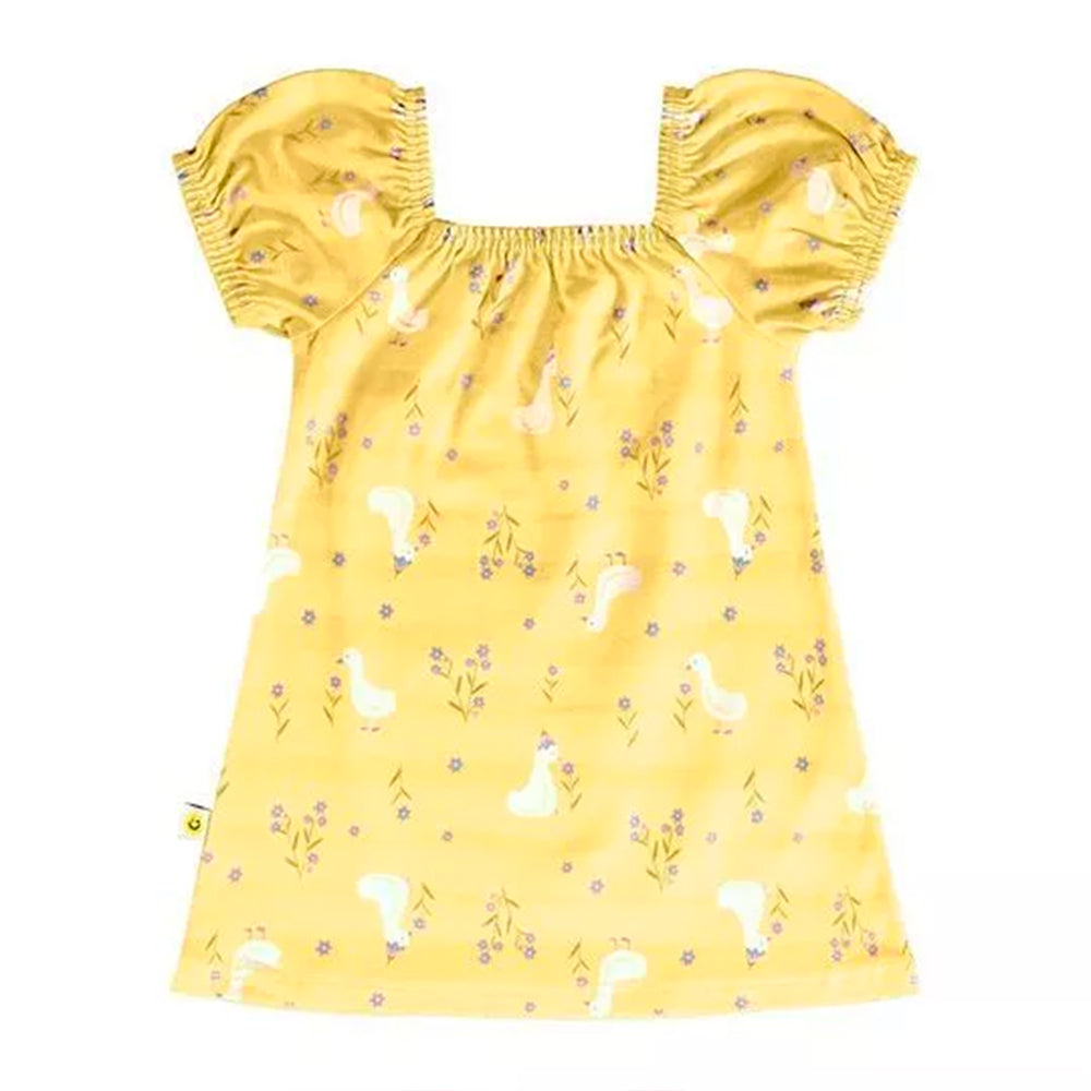 Vestido Manga Curta Malwee Ombro a Ombro Estampado Feminino - Amarelo