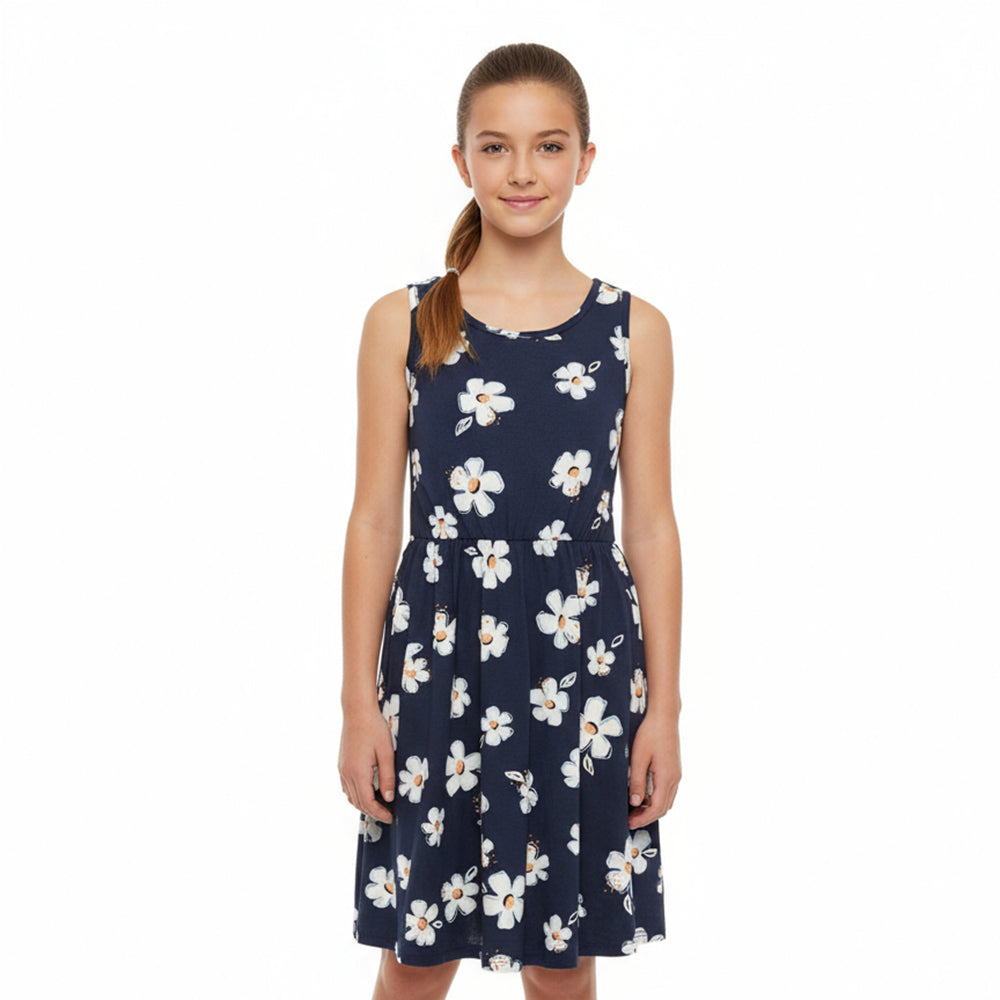 Vestido Regata Malwee Floral Feminino - Azul Marinho