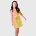 Vestido Manga Curta Malwee Sol Colorido Feminino - Rosa/Verde Limão