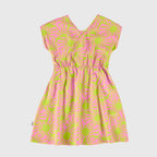 Vestido Manga Curta Malwee Sol Colorido Feminino - Rosa/Verde Limão