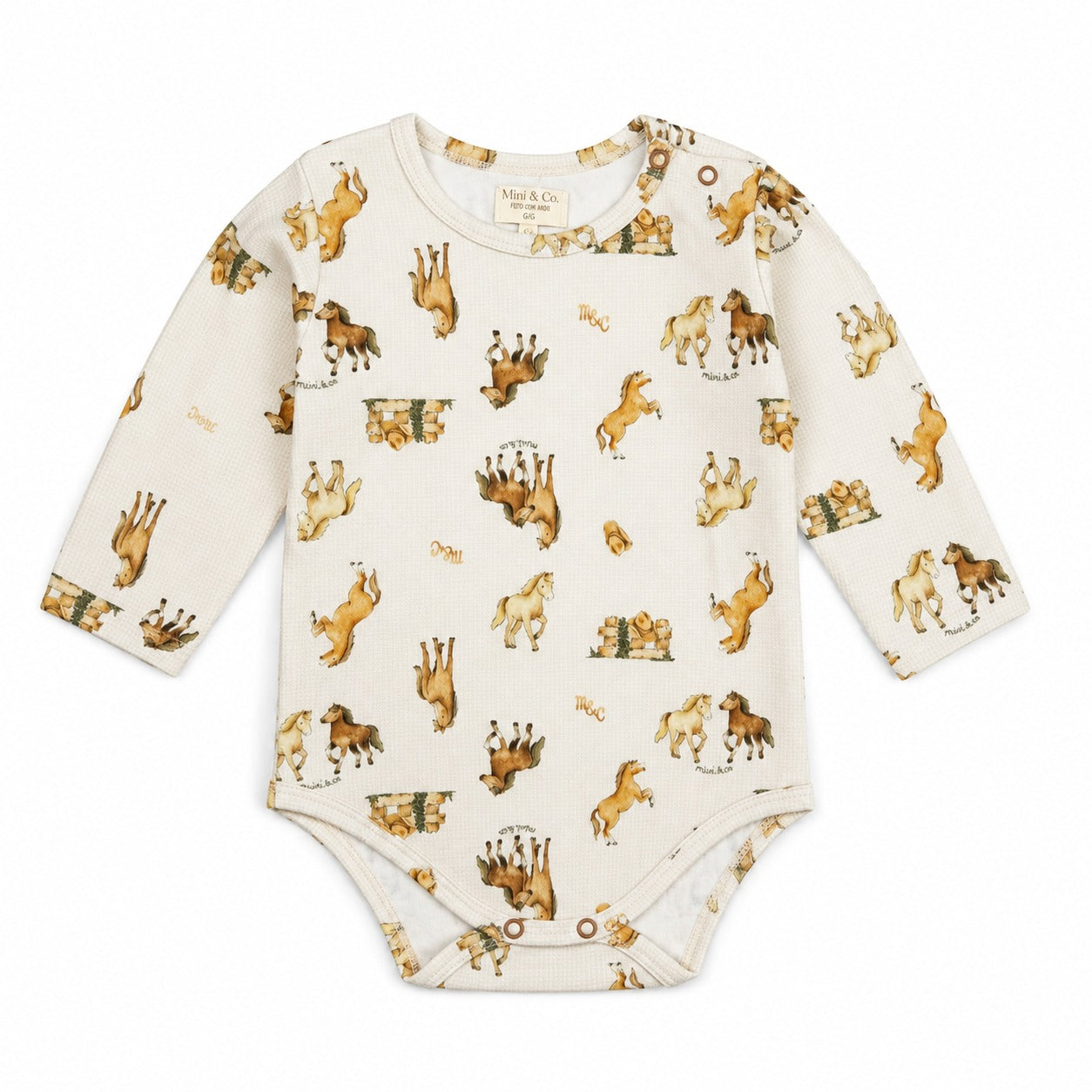 Body Manga Longa Avulso Suedine Masculino Mini & Co - Cavalinhos
