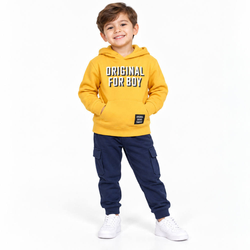 Conjunto Blusa e Calça Jogger Moletom Original Infantil Menino TMX Kids&Teens - Mel/Chumbo