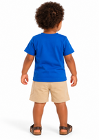 Conjunto Infantil Camiseta Estampa Dinossauros e Bermuda Brandili Menino - Azul