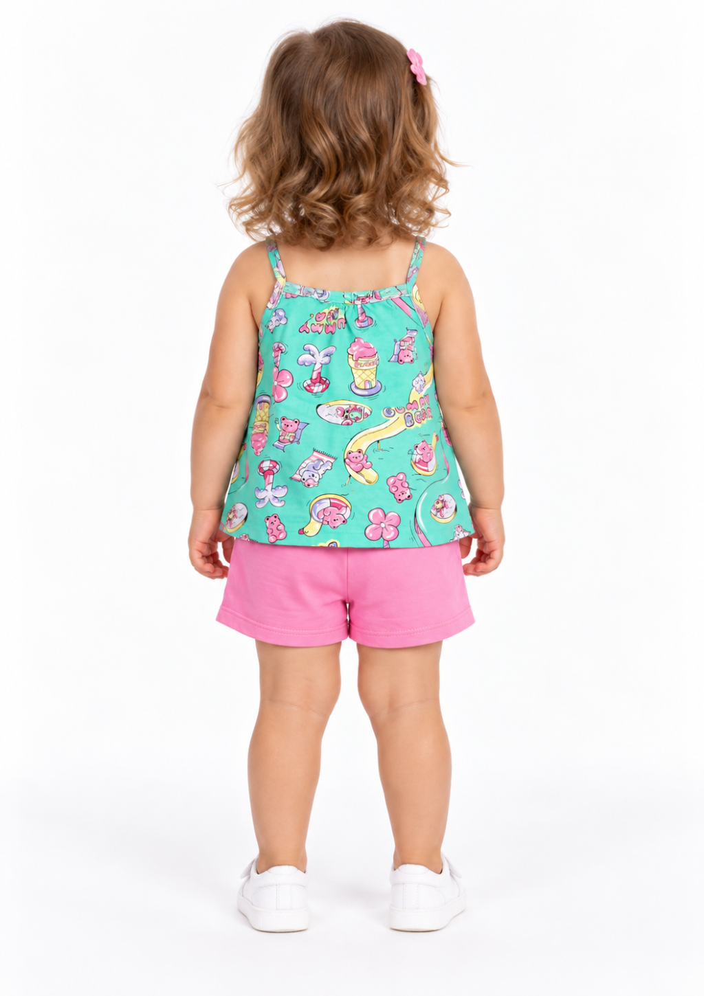 Conjunto Bebê Blusa de Alcinha Gummy Bear e Shorts Brandili Menina - Verde Água