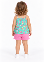 Conjunto Bebê Blusa de Alcinha Gummy Bear e Shorts Brandili Menina - Verde Água
