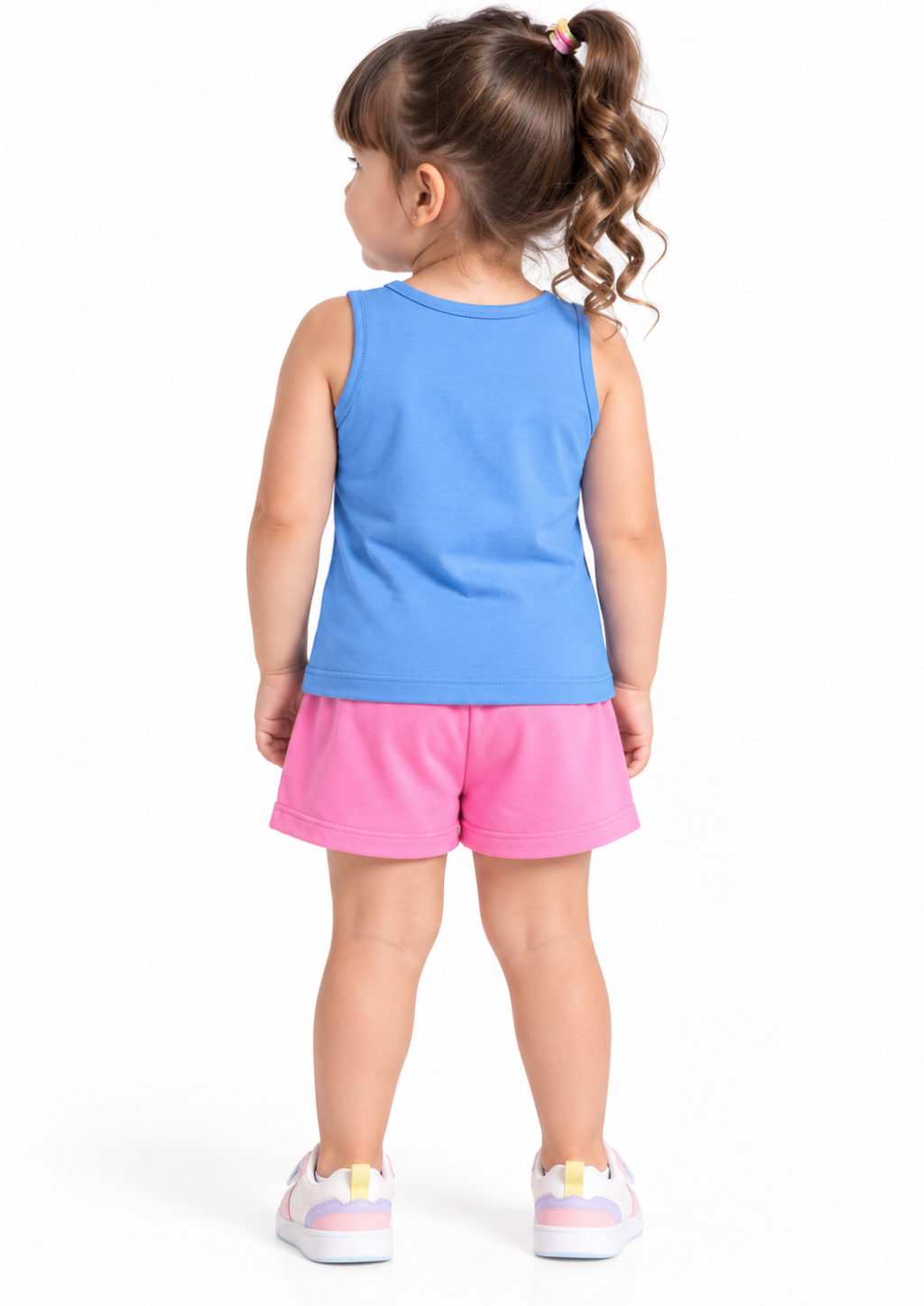 Conjunto Infantil Blusa e Shorts Menina Brandili - Azul/Rosa