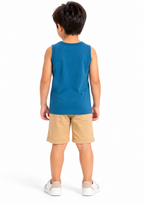 Conjunto Infantil Regata T-Rex e Bermuda Menino Brandili  - Azul