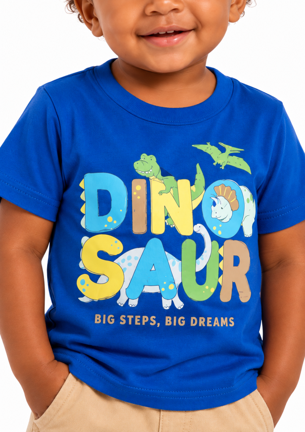 Conjunto Infantil Camiseta Estampa Dinossauros e Bermuda Brandili Menino - Azul