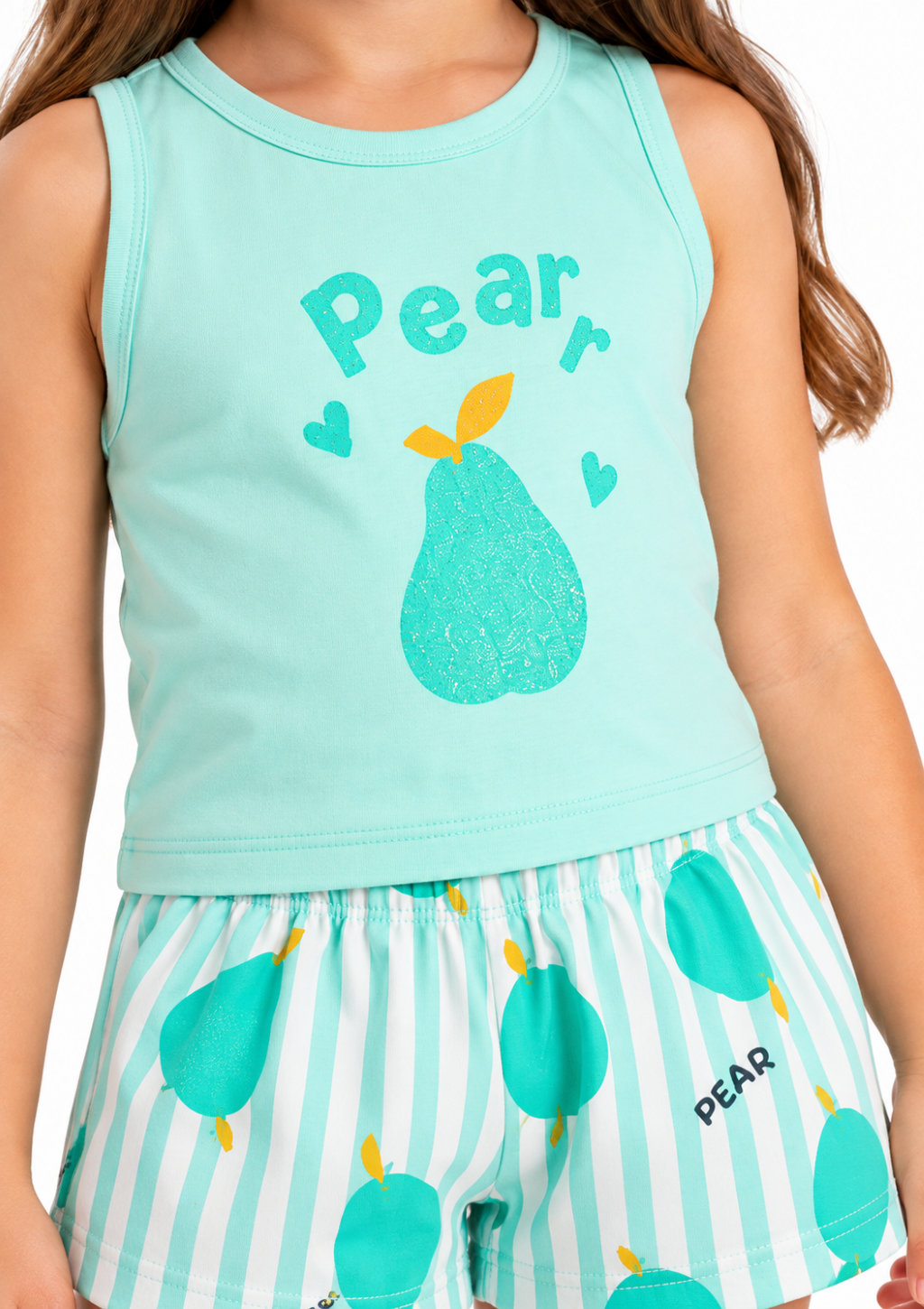 Conjunto Infantil Blusa de Alcinha Pêra e Shorts Brandili Menina - Verde