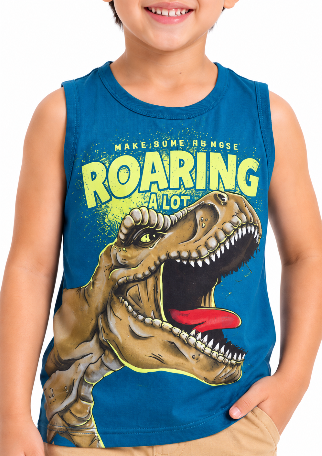 Conjunto Infantil Regata T-Rex e Bermuda Menino Brandili  - Azul