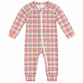 Macacão Manga Longa Abertura Zíper Suedine Xadrez Masculino Mini & Co - Terracota/Azul