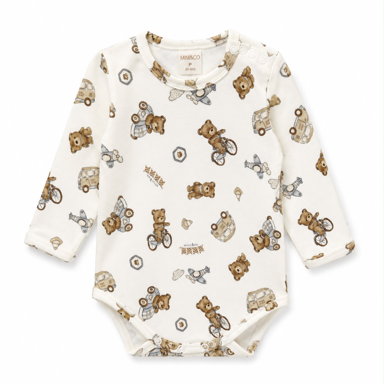 Body Manga Longa Avulso Suedine Masculino Mini & Co - Ursinhos