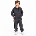 Conjunto Blusa e Calça Moletom Recortes Infantil Unissex TMX Kids&Teens - Chumbo/Preto