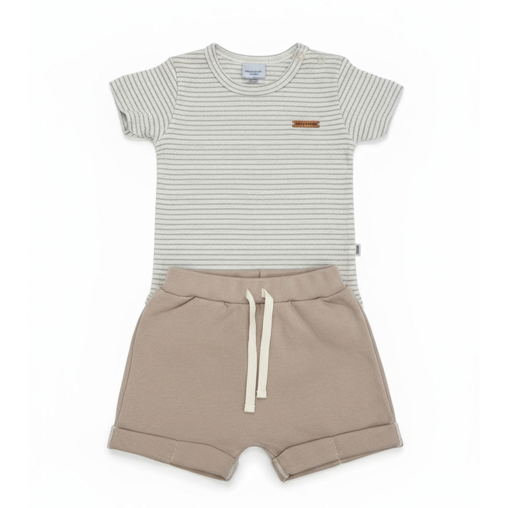 Conjunto Body Manga Curta e Shorts BabyCotton Masculino
