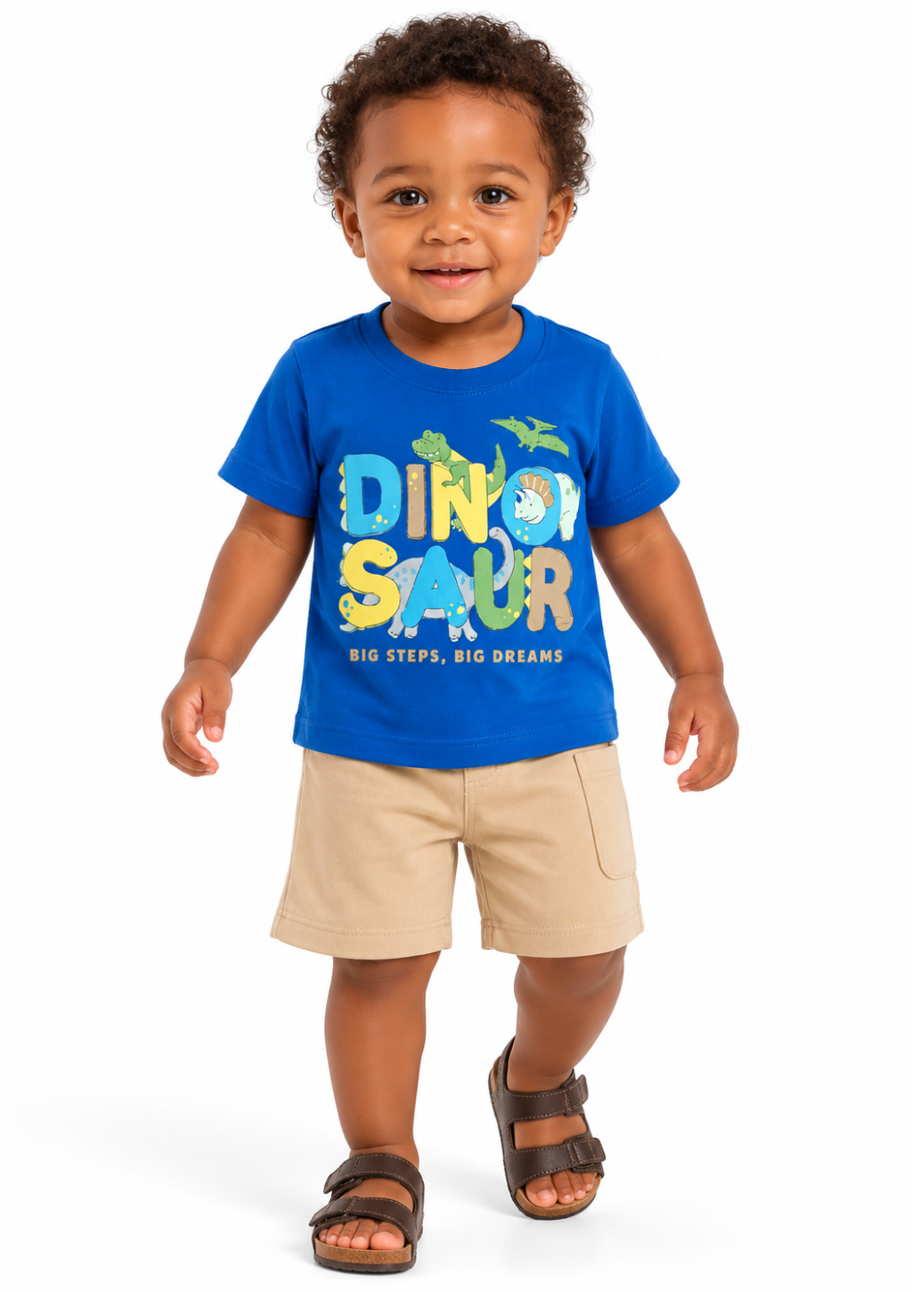 Conjunto Infantil Camiseta Estampa Dinossauros e Bermuda Brandili Menino - Azul