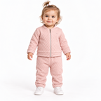 Conjunto Jaqueta Matelassê com Zíper e Calça Bebê Menina TMX Kids&Teens - Rosa Chá