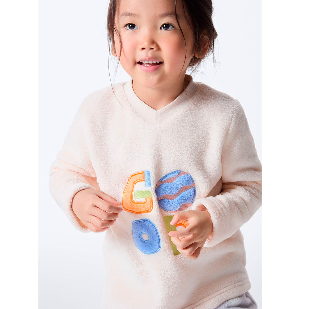 Pijama Longo Hering Kids Estampado Em Fleece Menina - Laranja
