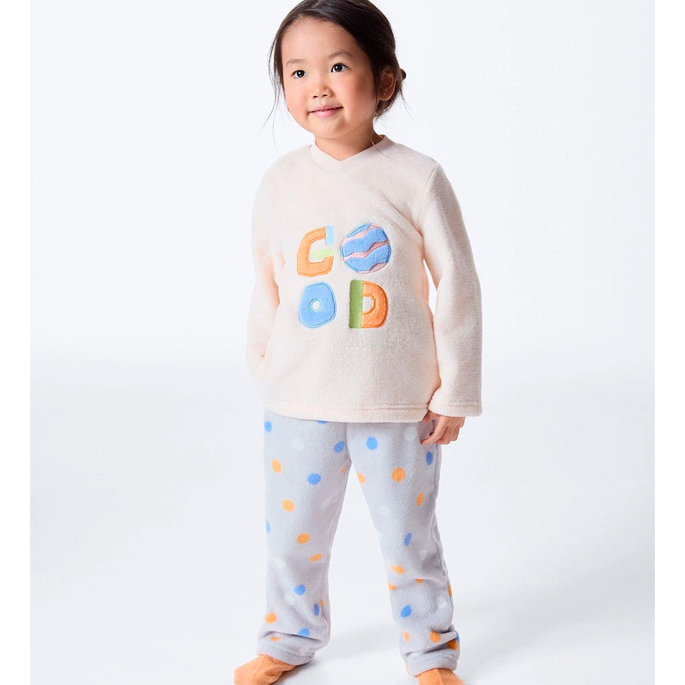Pijama Longo Hering Kids Estampado Em Fleece Menina - Laranja