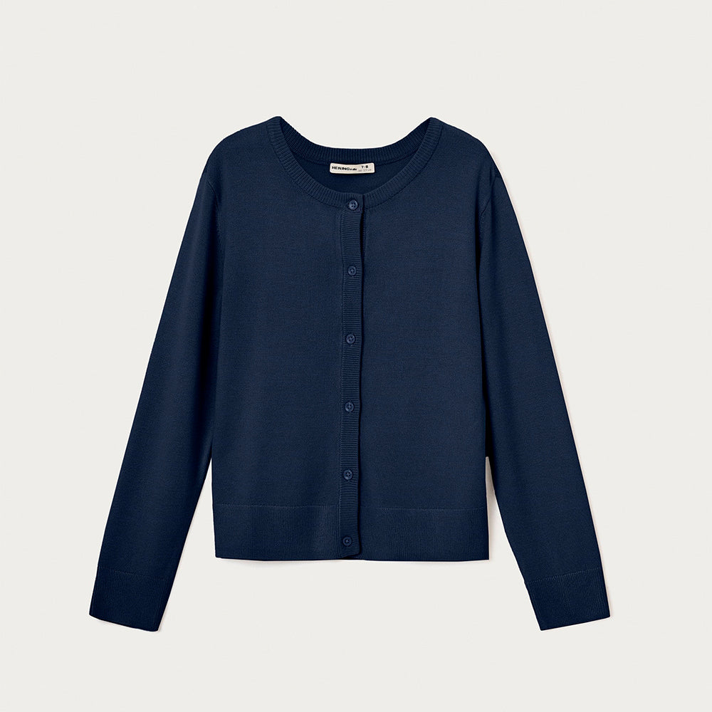 Cardigan Em Tricô Hering Kids Feminina - Azul Marinho