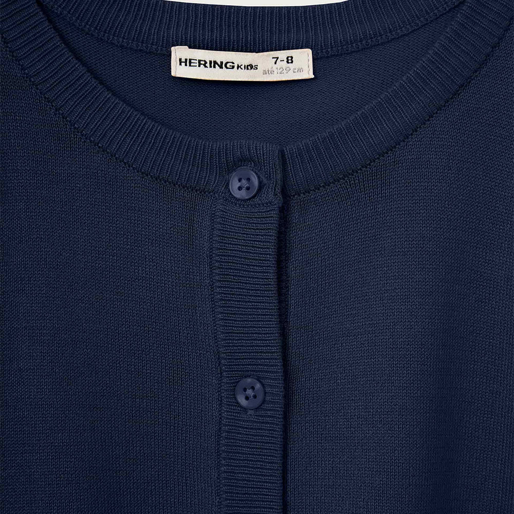 Cardigan Em Tricô Hering Kids Feminina - Azul Marinho