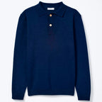 Camisa Polo Manga Longa Em Tricô Regular Hering Kids Masculino - Azul