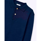 Camisa Polo Manga Longa Em Tricô Regular Hering Kids Masculino - Azul