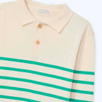 Camisa Polo Manga Longa Em Tricô Fio Tinto Listrado Hering Kids Masculino - Off-White