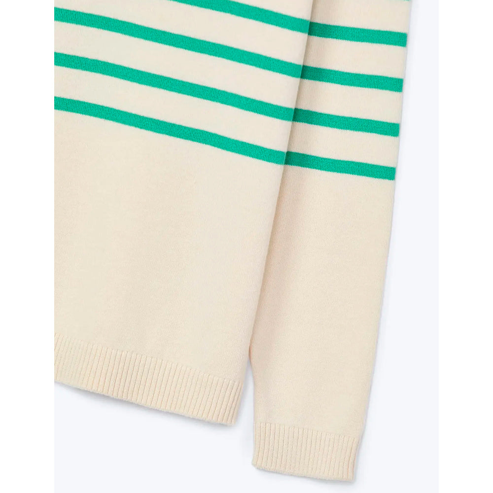 Camisa Polo Manga Longa Em Tricô Fio Tinto Listrado Hering Kids Masculino - Off-White