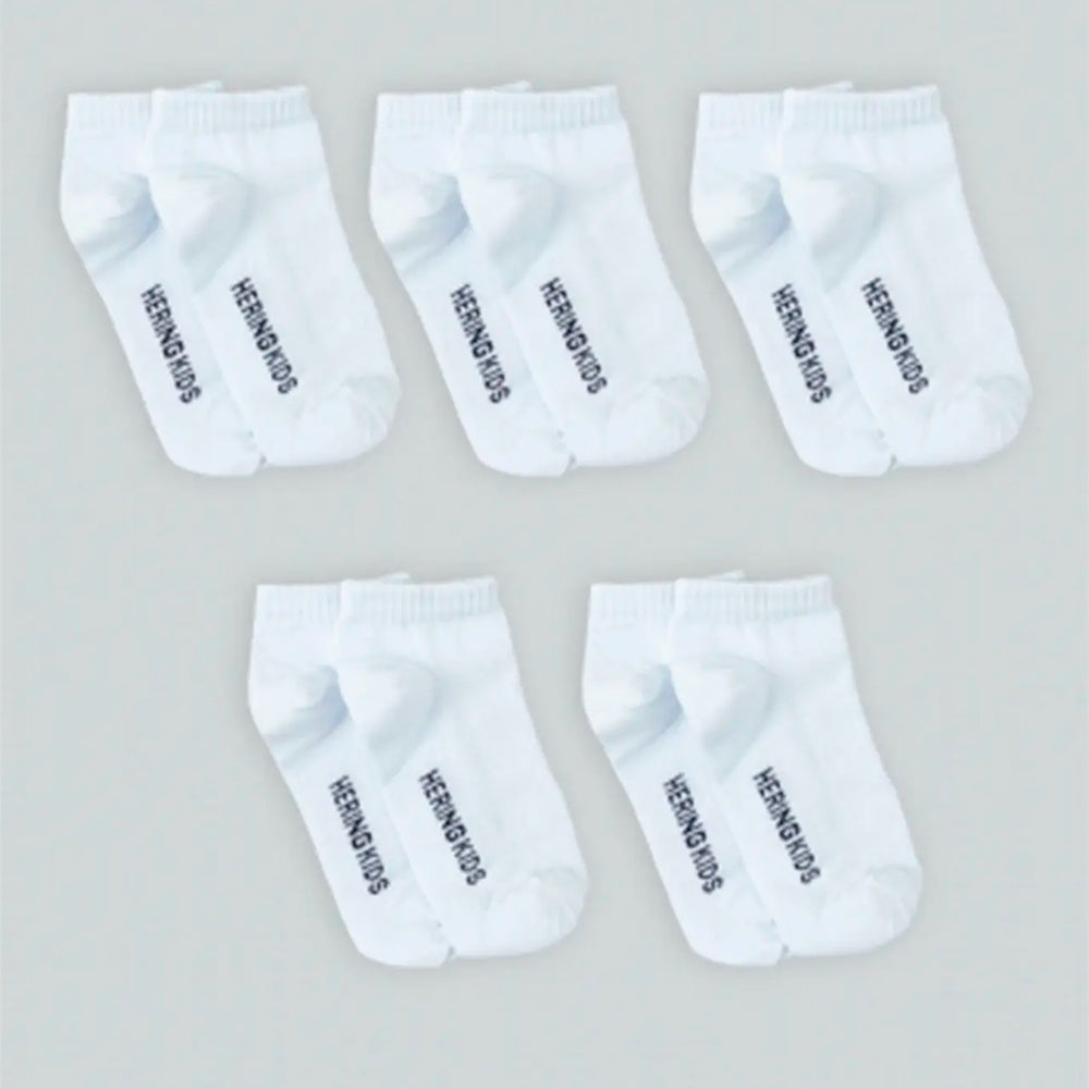 Kit Com 5 Pares De Meia Cano Curto Hering Kids Unissex - Branco