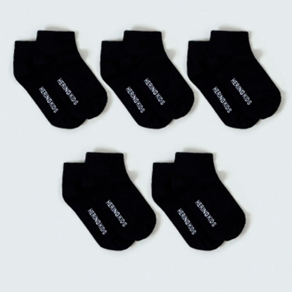 Kit Com 3 Pares De Meia Cano Curto Hering Kids Unissex - Preto