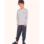 Pijama Manga Longa Com Estampa Menino MagiaMix- Listrado