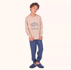 Pijama Manga Longa com Estampa Masculina Magiamix - Bege
