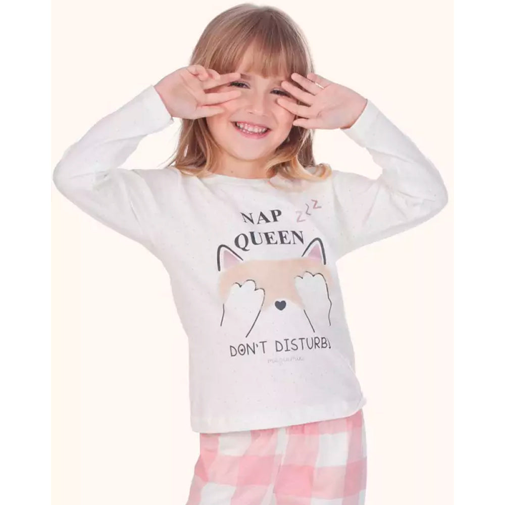 Pijama Manga Longa Com Estampa Feminina MagiaMix- Off White