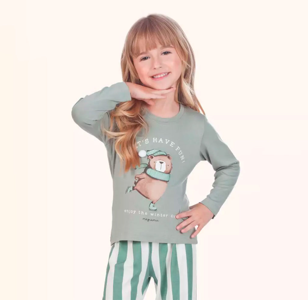 Pijama Manga Longa com Estampa Feminina Magiamix - Verde