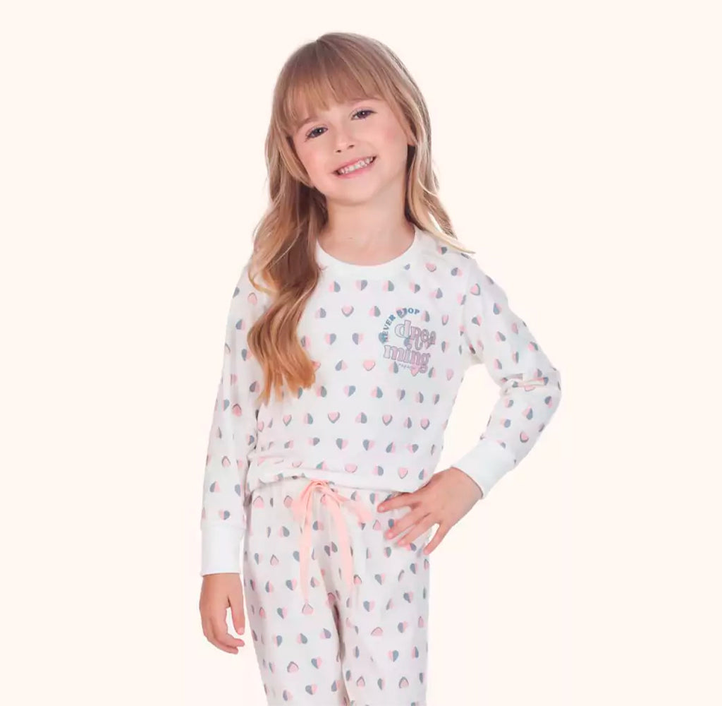 Pijama Manga Longa com Estampa Feminina Magiamix – Marfim