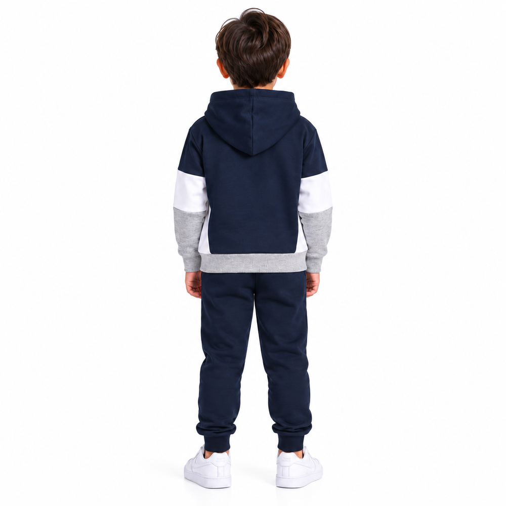 Conjunto Moletom Blusão com Capuz e Calça Infantil Menino TMX Kids&Teens - Preto, Cinza Mescla e Off-White