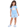 Pijama Blusa e Shorts Infantil Take a Nap Brilha no Escuro Feminino Brandili - Azul