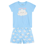 Pijama Blusa e Shorts Infantil Take a Nap Brilha no Escuro Feminino Brandili - Azul