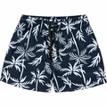 Shorts Infantil Moda Praia Estampa Coqueiros Menino Boca Grande - Preto e Branco