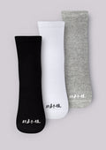 Kit de 3 Meias Cano Médio Básica Trifil Unissex - Preto/Branco/Cinza