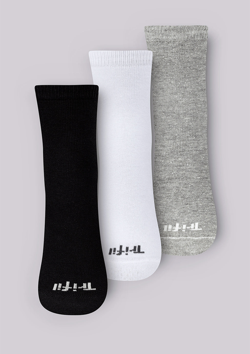 Kit de 3 Meias Cano Médio Básica Trifil Unissex - Preto/Branco/Cinza