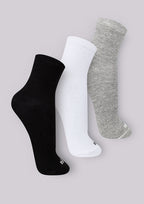 Kit de 3 Meias Cano Médio Básica Trifil Unissex - Preto/Branco/Cinza