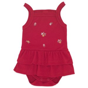 Body Vestido com Alça Bordado Avulso Suedine Feminino - Cogumelos