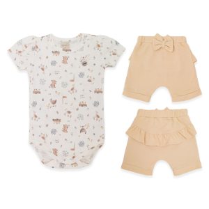 Conjunto Body Manga Curta e Shorts Babadinho Suedine Feminino - Fazendinha