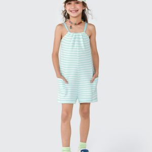Macaquinho Curto Listrado Verde Hering - Feminino