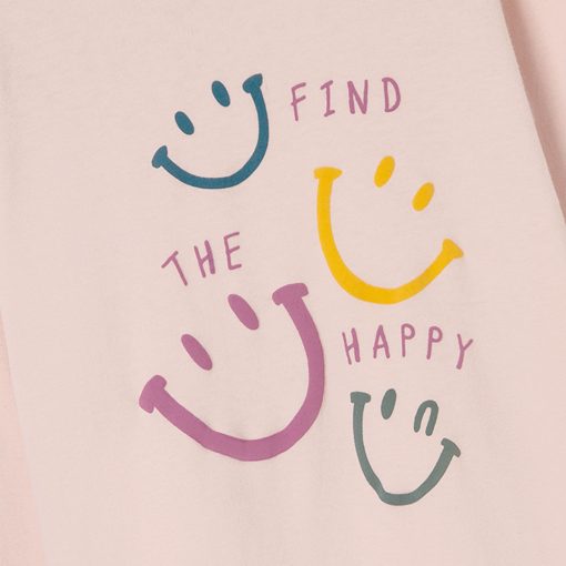 Camiseta Manga Longa Find The Happy Rosa Hering - Feminina - Imagem 3