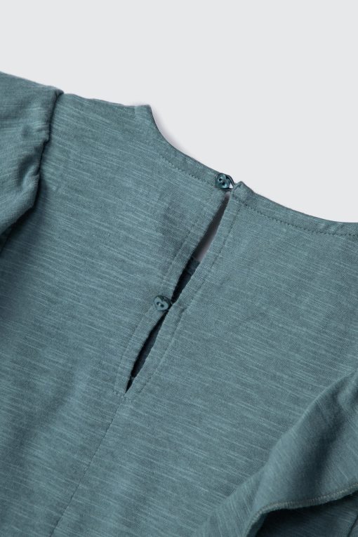 Blusa Manga Curta Babados Verde Hering - Feminino - Imagem 3
