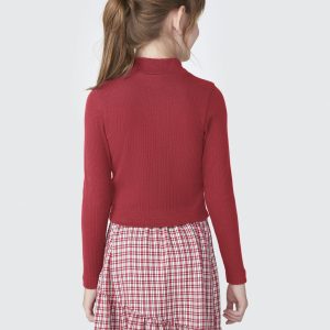 Alternative view of Blusa Manga Longa Gola Alta Cropped Vermelha Hering - Feminina